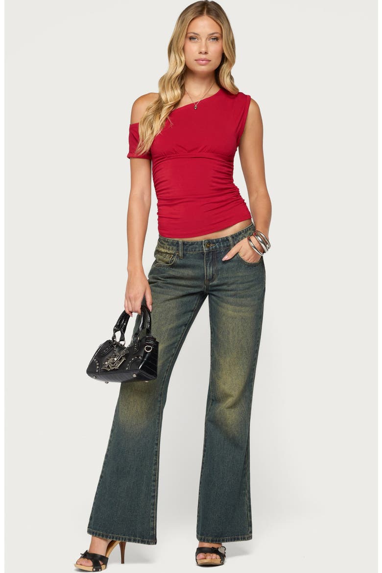 Merla Off the Shoulder Top, Alternate, color, RED