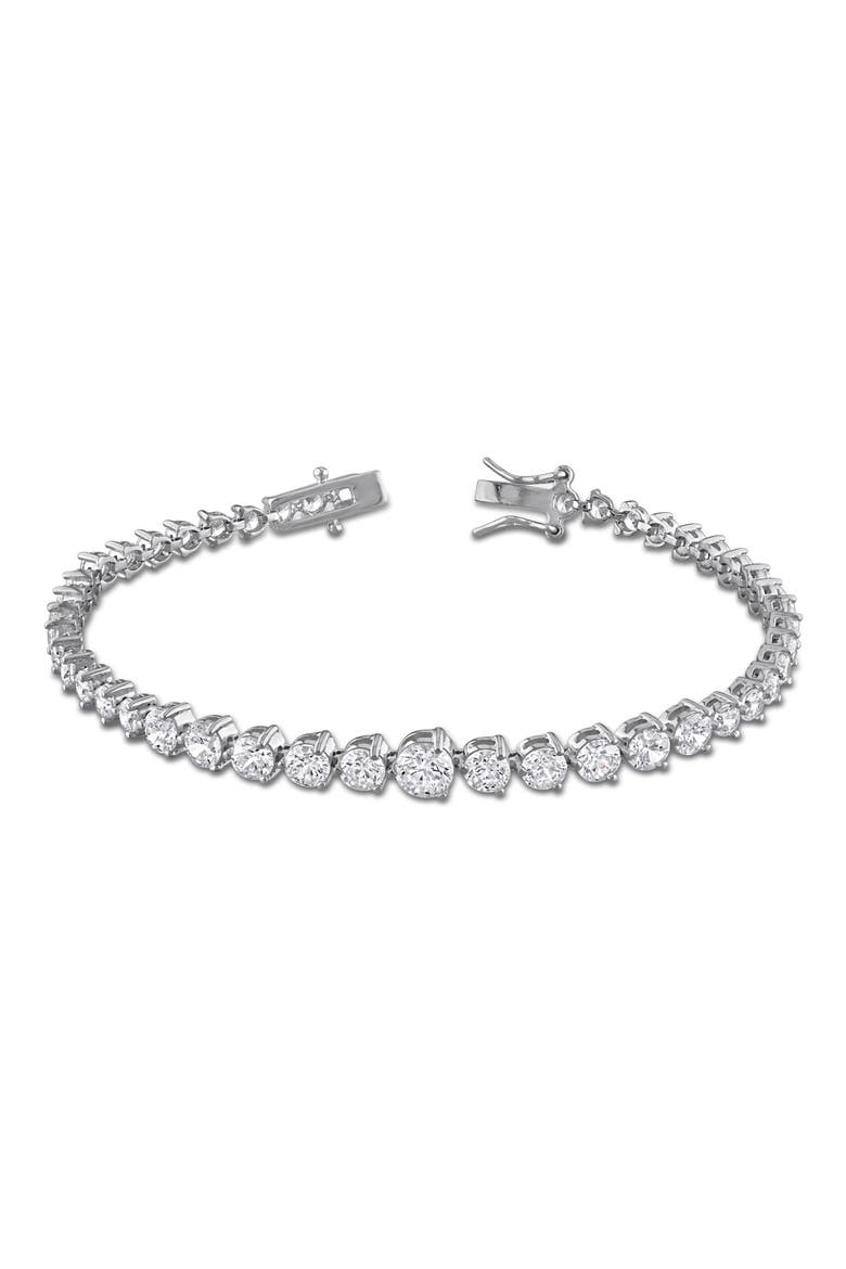 Graduated Lab Created White Sapphire Tennis Bracelet, Alternate, color, WHITE