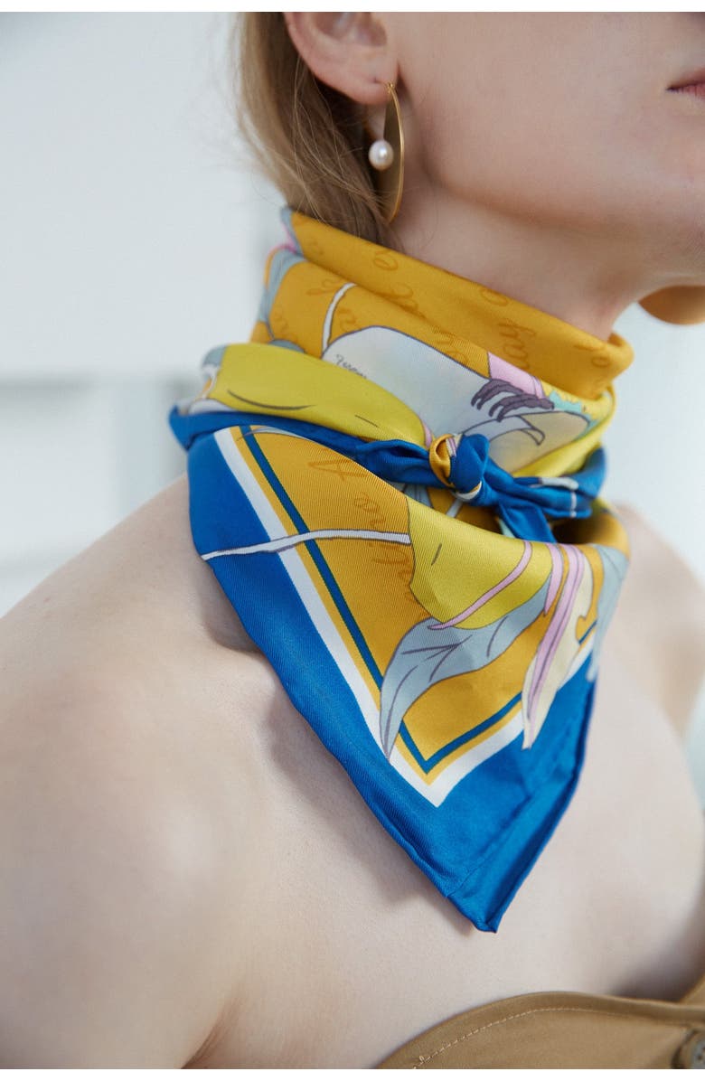 Lost Pattern NYC "El Amor" Silk Bandana, Alternate, color, Yellow