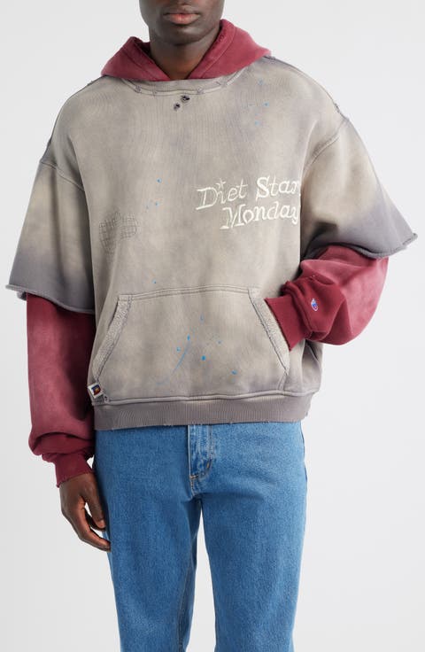 Double Layer Distressed Cotton Hoodie