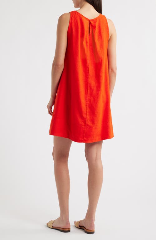 Madewell Contrast-stitch Shift Mini Dress In Linen Bright Flame