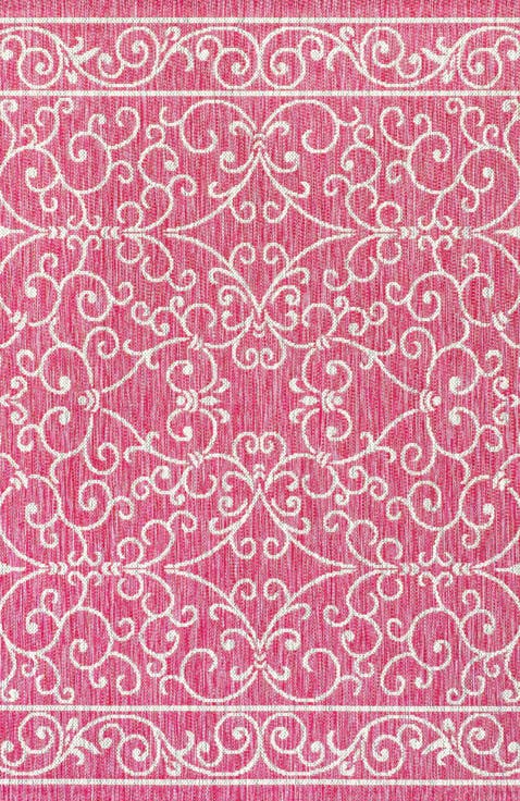 Charleston Vintage Filigree Textured Weave Indoor/Outdoor Area Rug