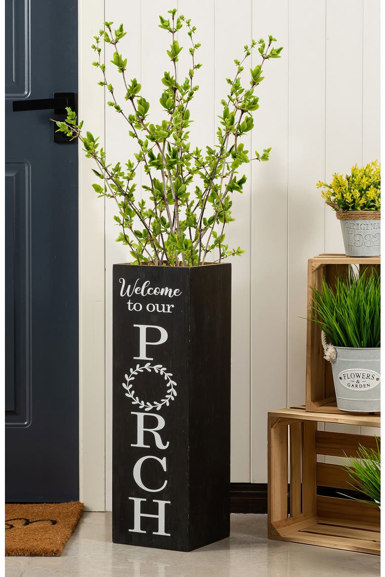 24"H Double Sided Solid Wood Boxed Welcome or Porch Sign, Alternate, color, Black