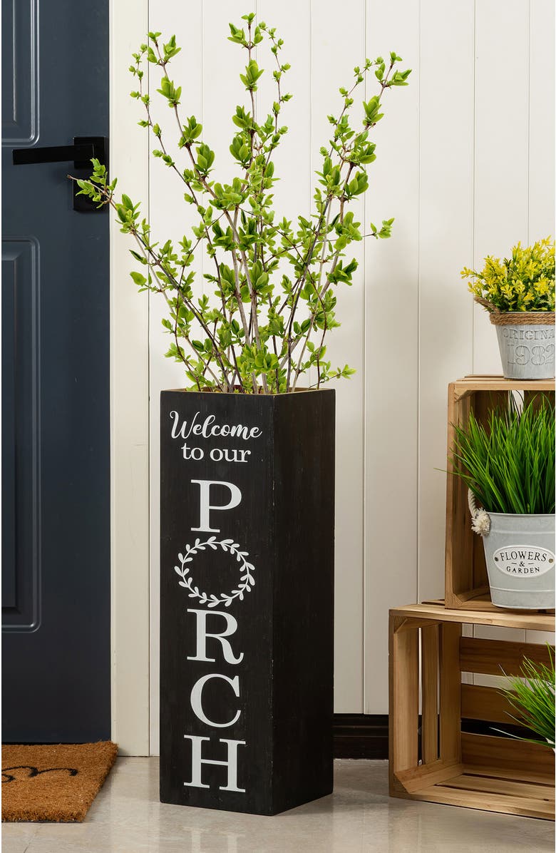 Glitzhome 24"H Double Sided Solid Wood Boxed Welcome or Porch Sign, Alternate, color, Black