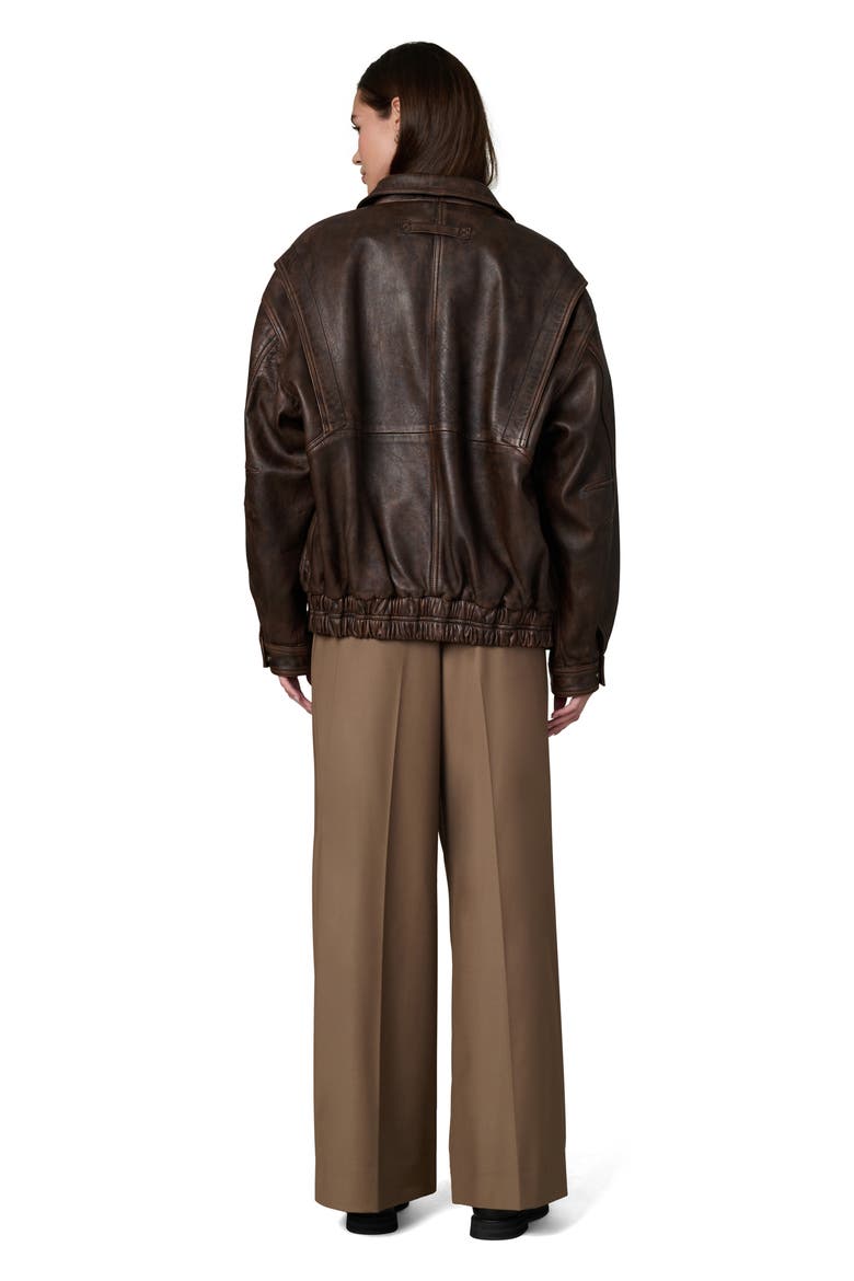 The Luca Leather Bomber Jacket, Alternate, color, BROWN DISTRESSED