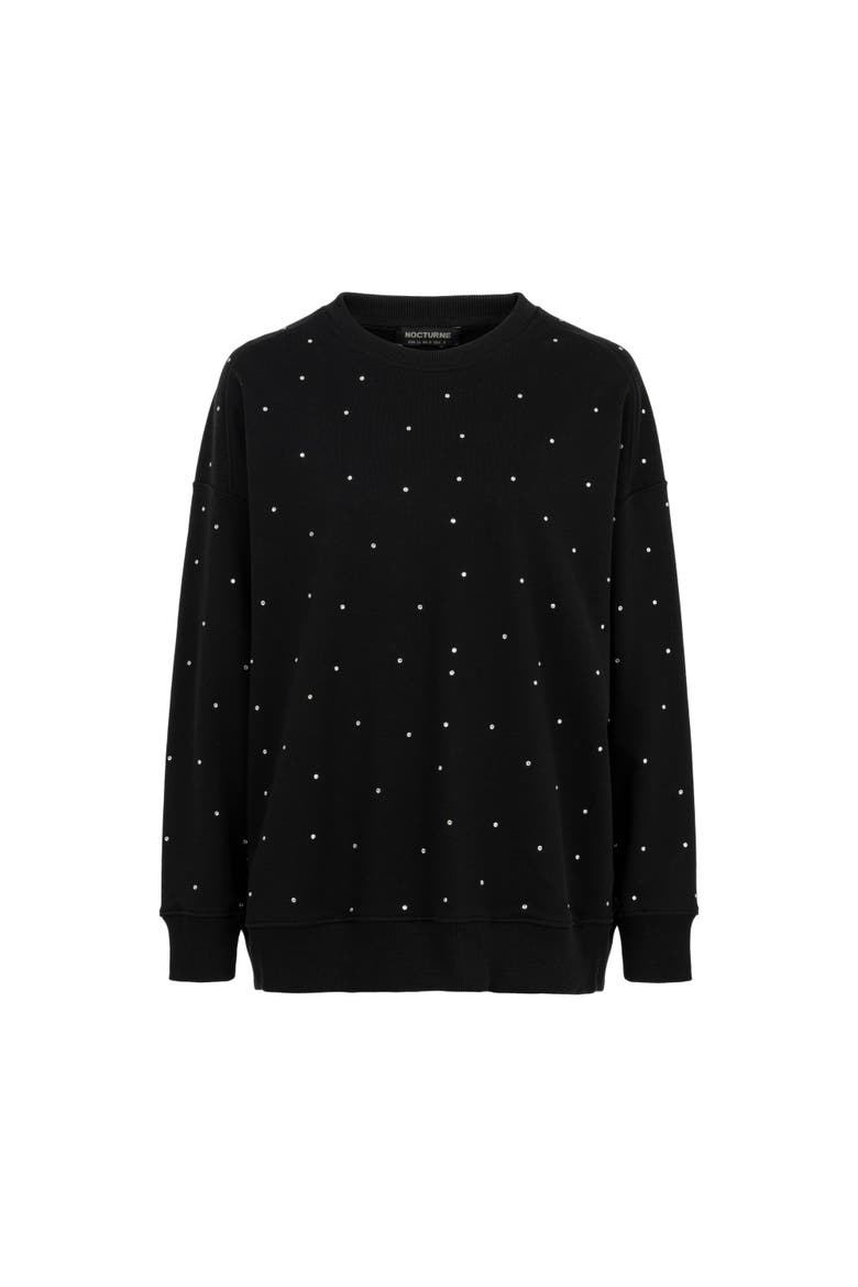 Oversized Stone Embellished Sweatshirt, Alternate, color, Black