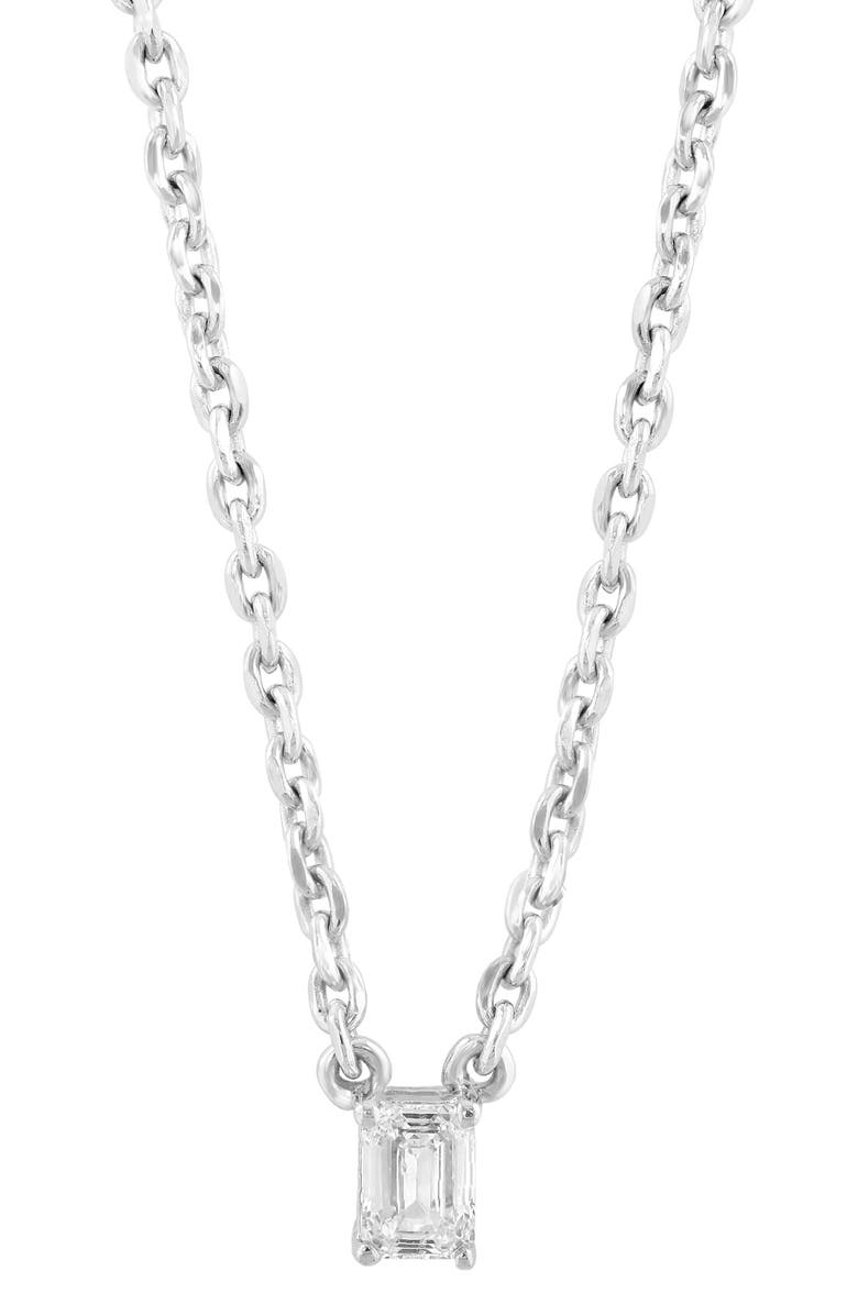 EFFY Sterling Silver Emerald Cut Diamond Pendant Necklace, Alternate, color,