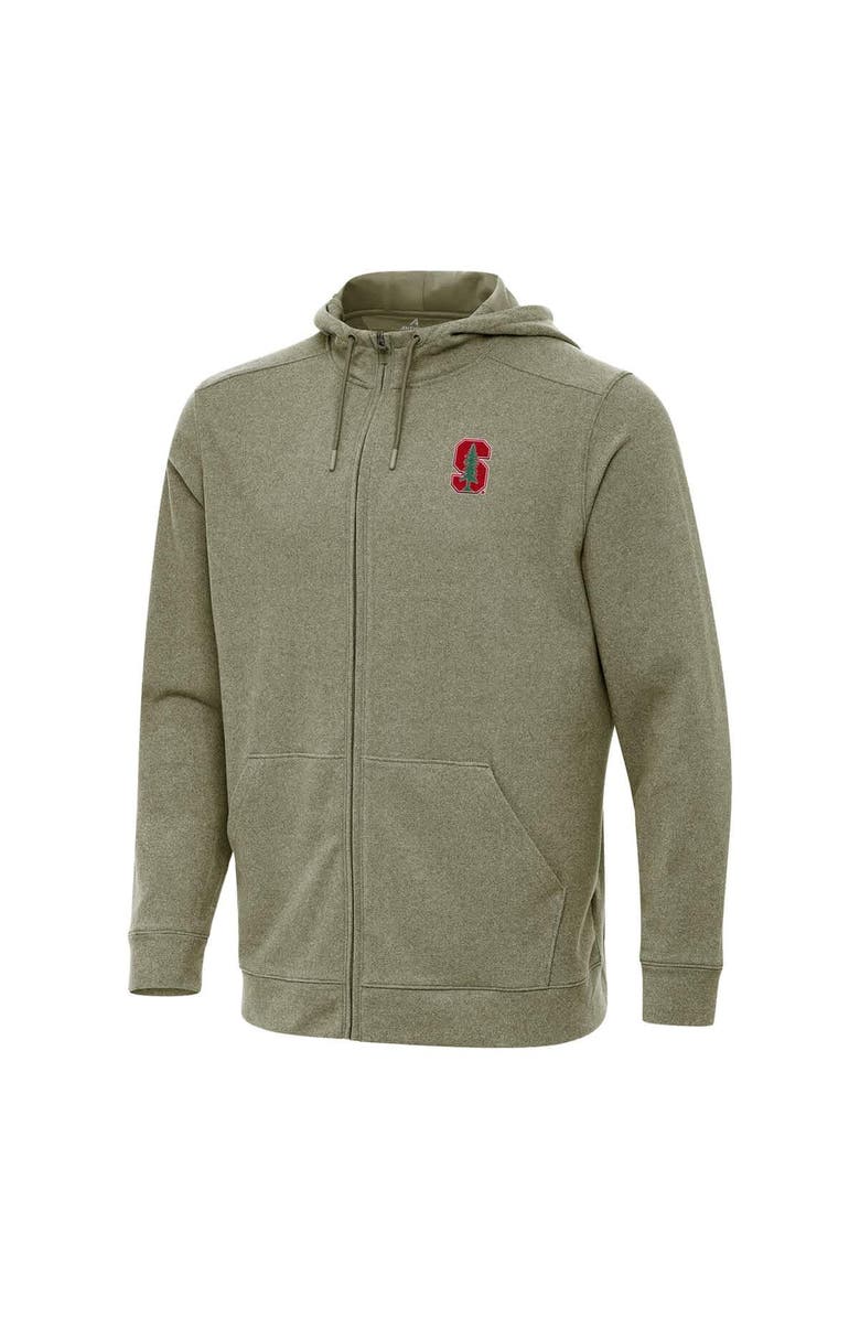 ANTIGUA Men's Antigua Heather Olive Stanford Cardinal Effortless Full-Zip Hoodie, Alternate, color,