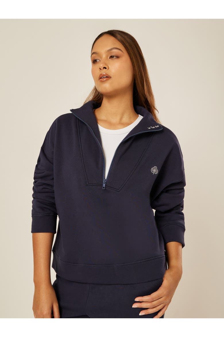 Varsity Athletica Quarter Zip Sweatshirt, Main, color, Midnight