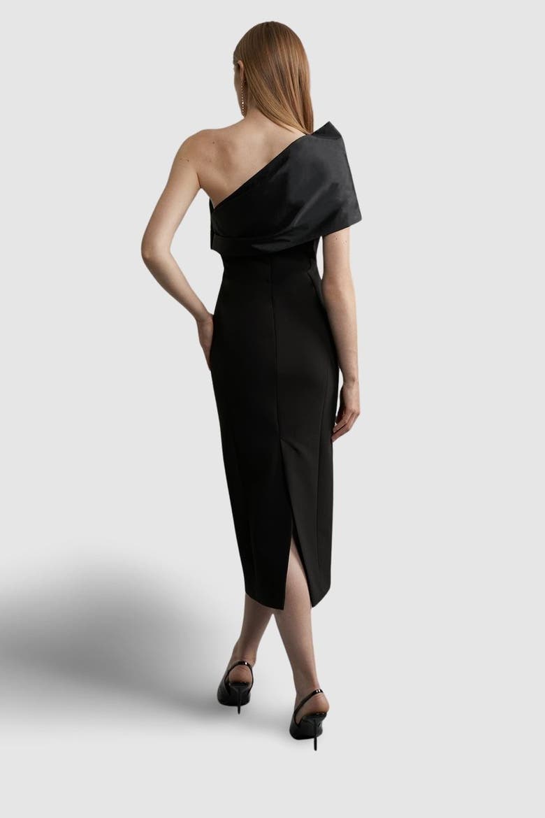 Petite One Shoulder Panel Midi Dress, Alternate, color, Mono