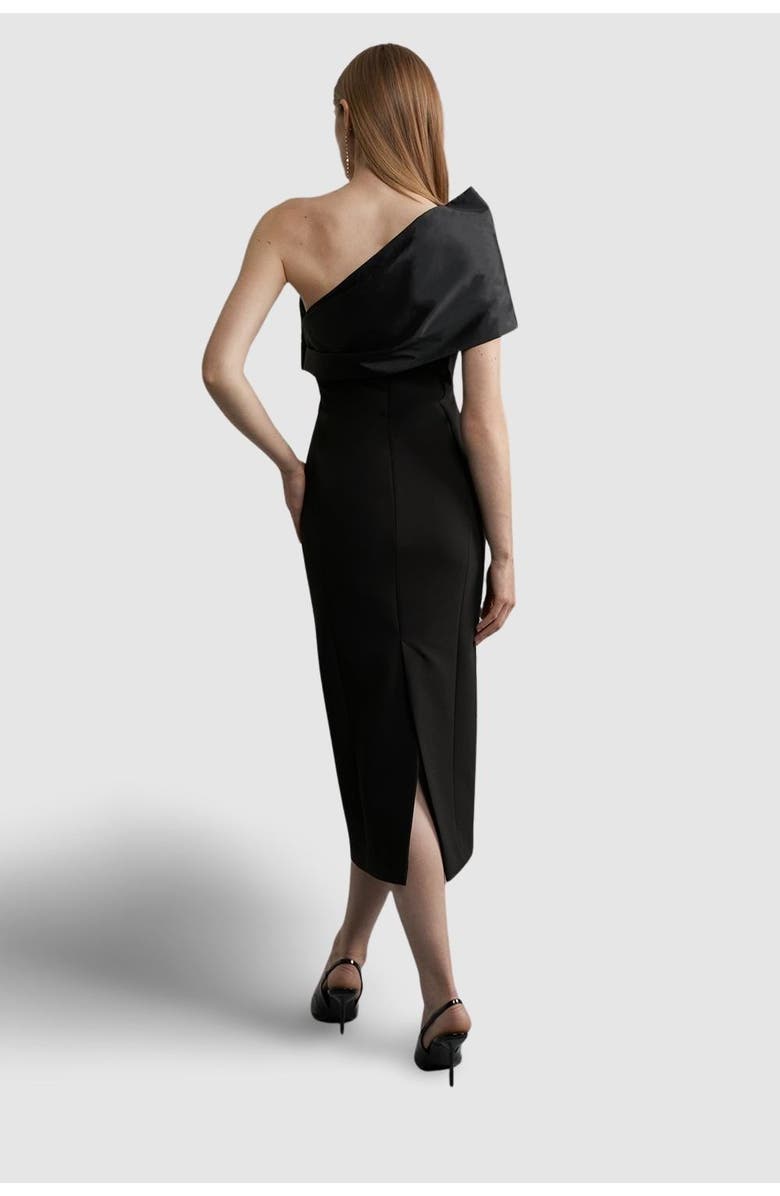 Karen Millen Petite One Shoulder Panel Midi Dress, Alternate, color, Mono