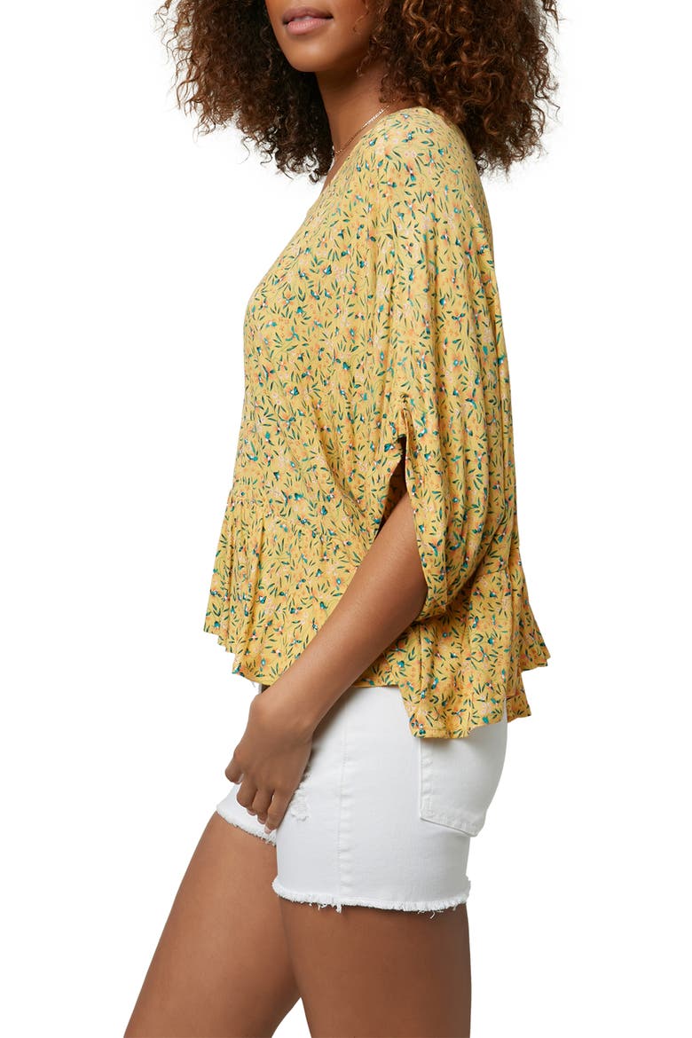 Wynde Flounce Hem Floral Woven Top, Alternate, color, MIMOSA