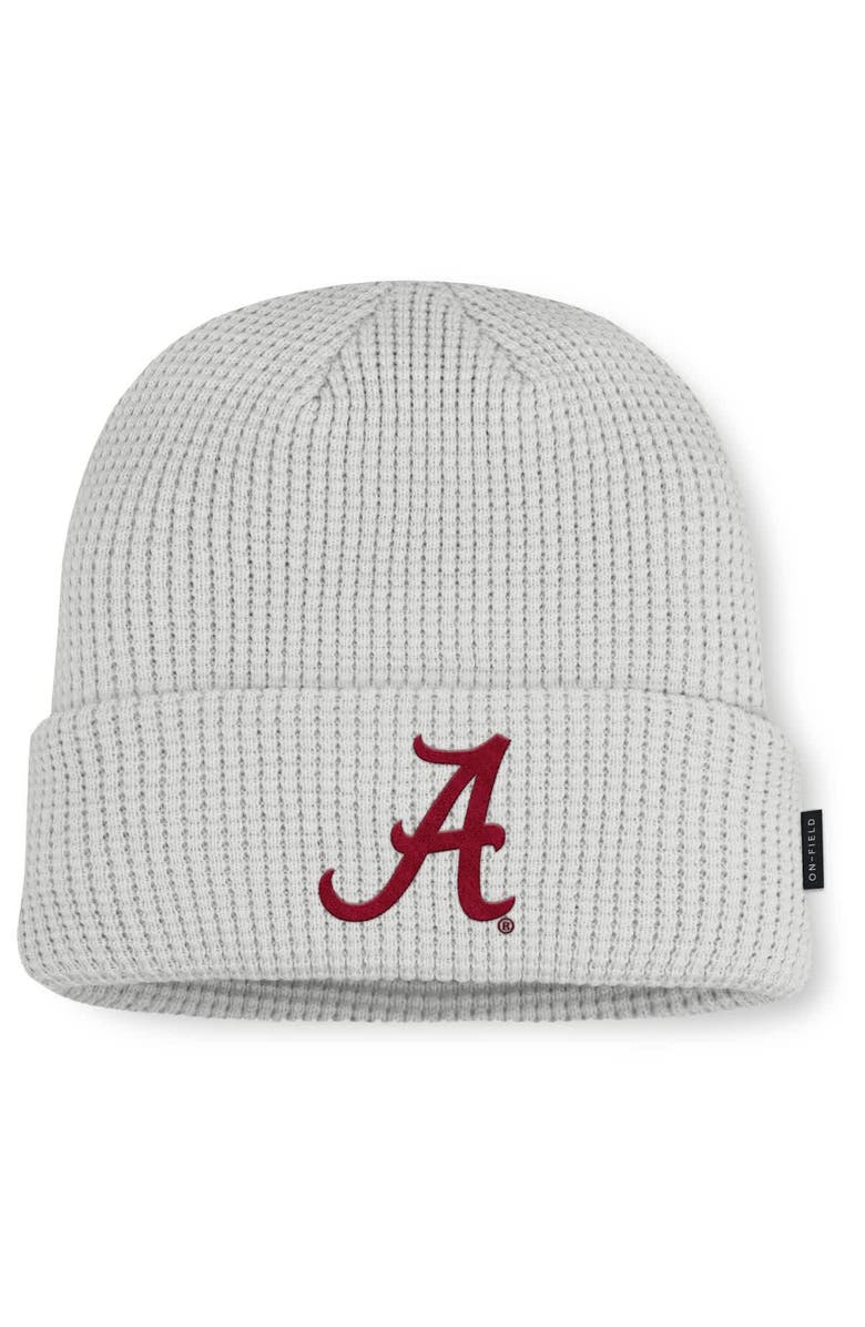 Nike Men Nike Gray Alabama Crimson Tide 2025 On-Field Utility Cuffed Knit Hat, Main, color, 
