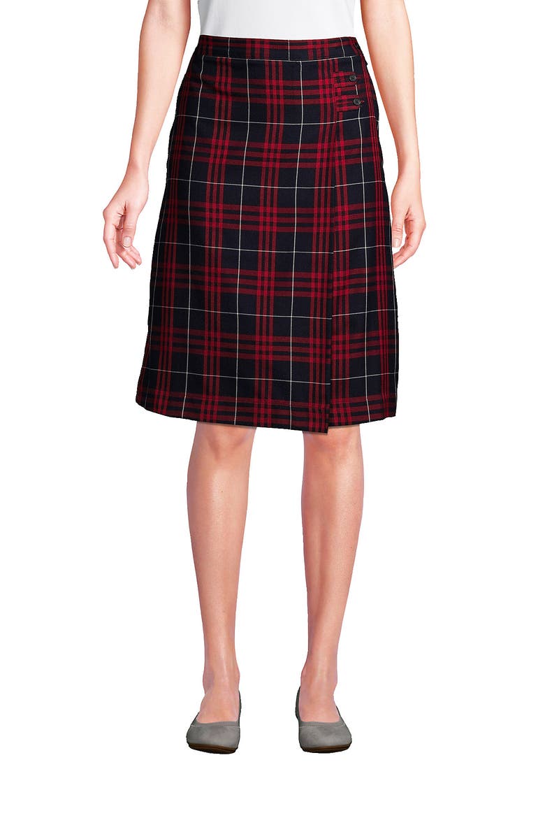 School Uniform Young  Plaid A-line Skirt Below the Knee, Main, color, Classic Navy Large Plaid
