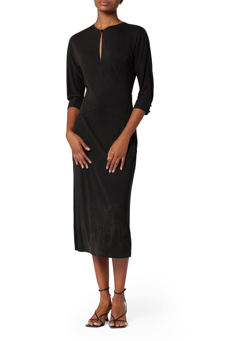 Maryse Cutout Back Midi Dress, Main, color, TRUE BLACK