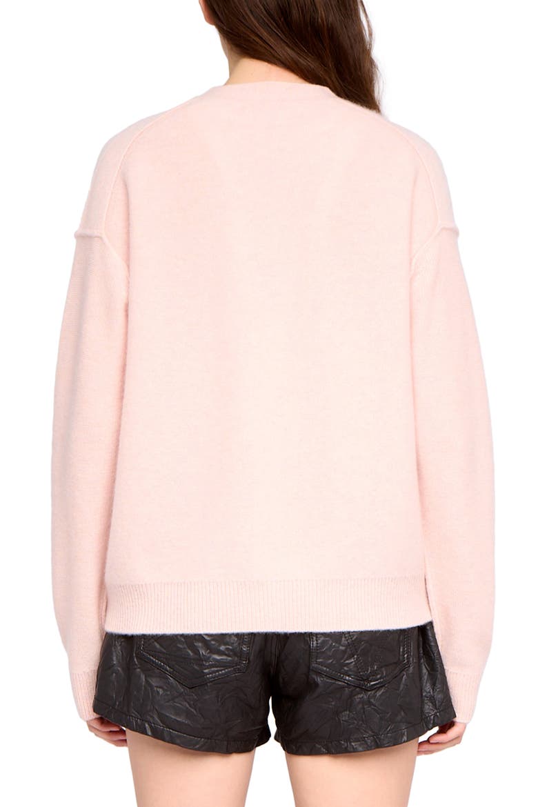 Mikyz Heart Appliqué Cashmere V-Neck Cardigan, Alternate, color, PEARLY