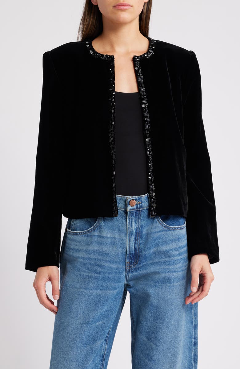 FRAME Embellished Velvet Jacket, Main, color, 