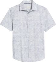 Bugatchi Miles OoohCotton® Leaf Print Short Sleeve Button-Up Shirt