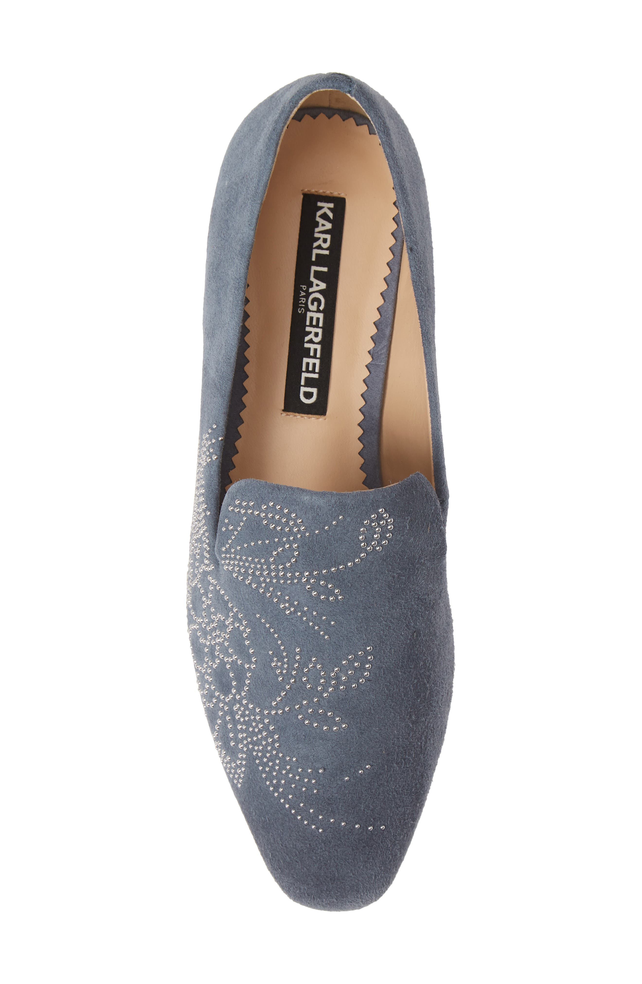 Nova Floral Studded Loafer, Alternate, color, STEEL BLUE SUEDE