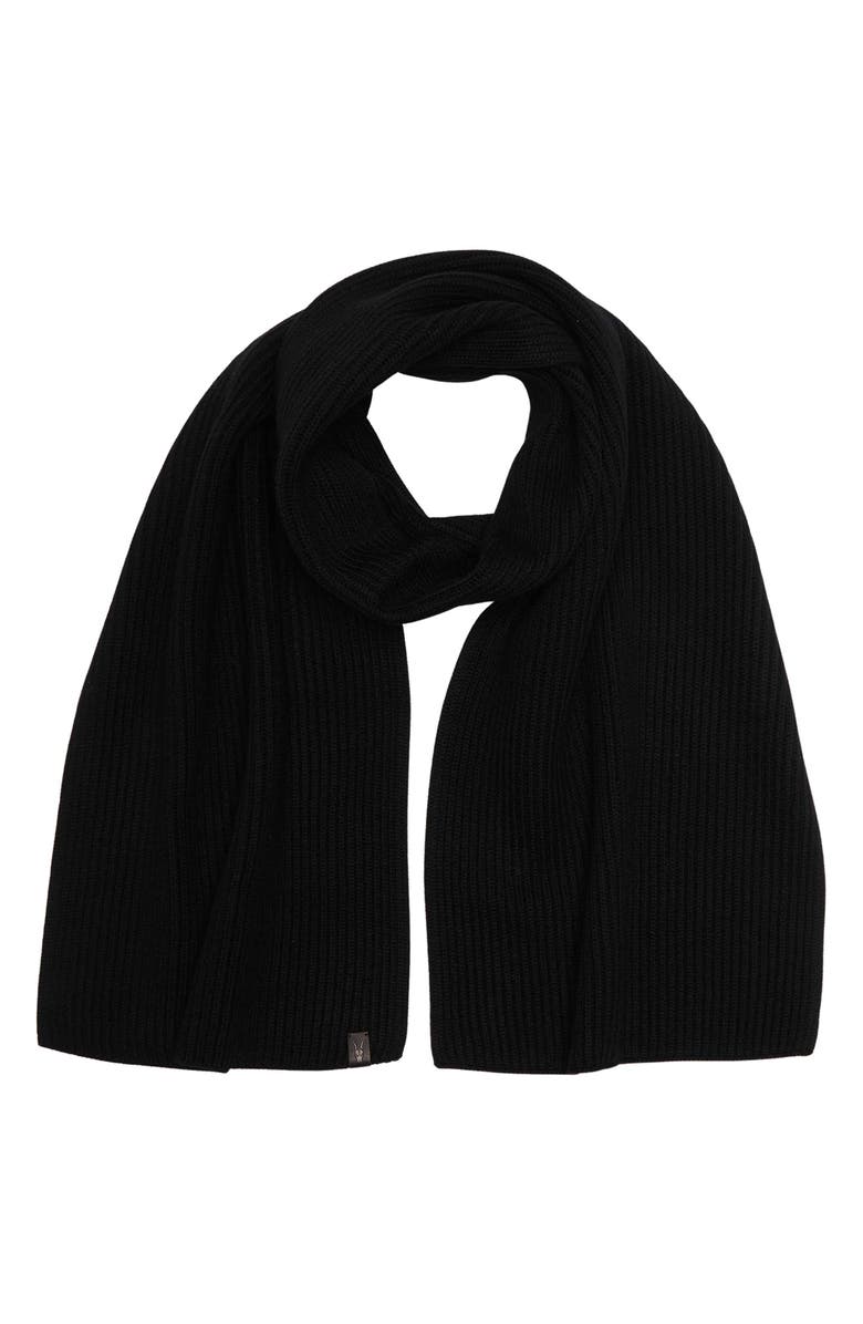 AllSaints Rib Knit Merino Wool Scarf, Main, color, 