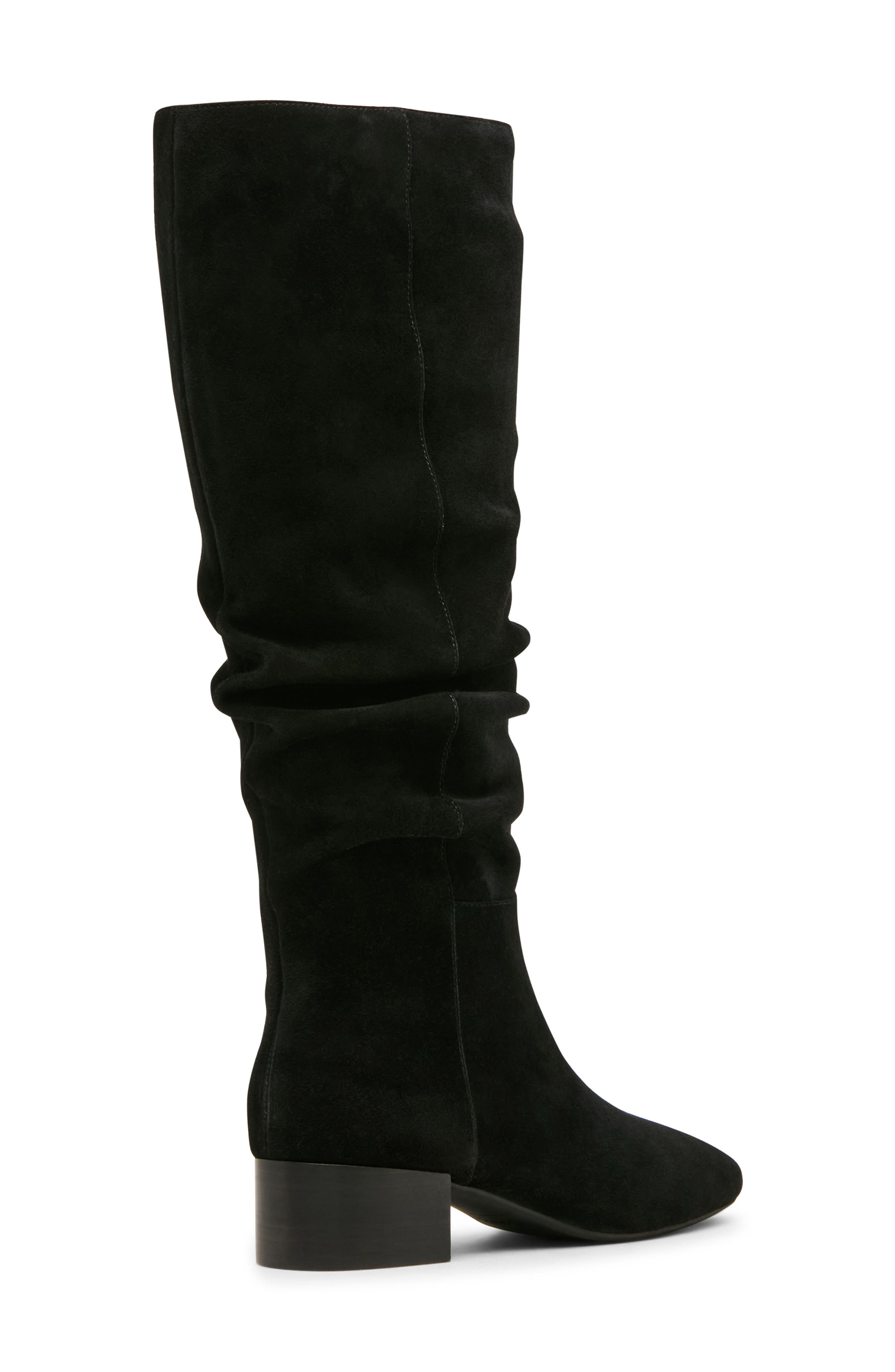 Hannah Waterproof Scrunch Knee High Boot, Alternate, color, BLACK SUEDE
