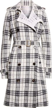 Burberry Danelle Plaid Double Breasted Sweater Coat