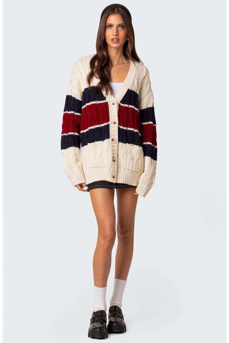 Tinsley Oversize Cable Stitch Cardigan, Alternate, color, CREAM