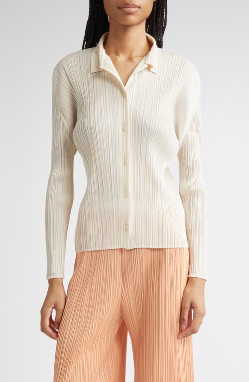 Issey Miyake Pleats Please Pleated Button-up Shirt In White