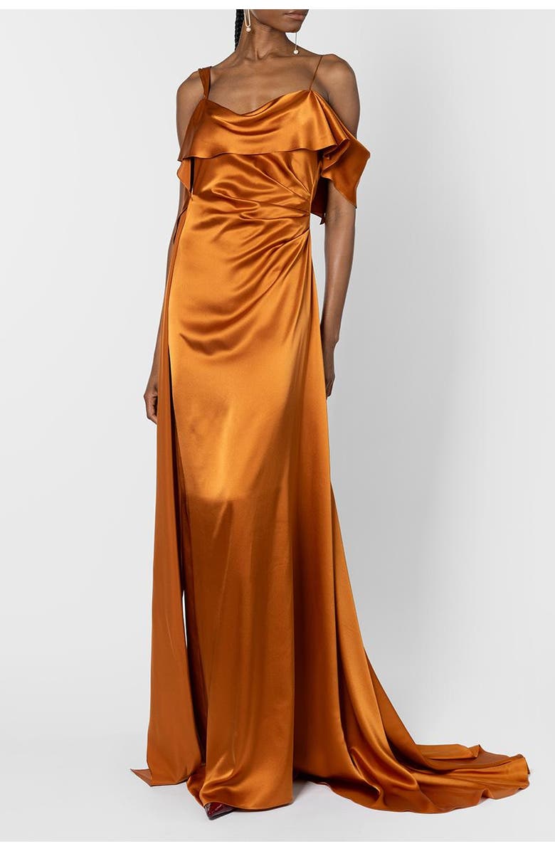 Roksanda Lysa Silk Maxi Dress, Alternate, color, Cinnamon