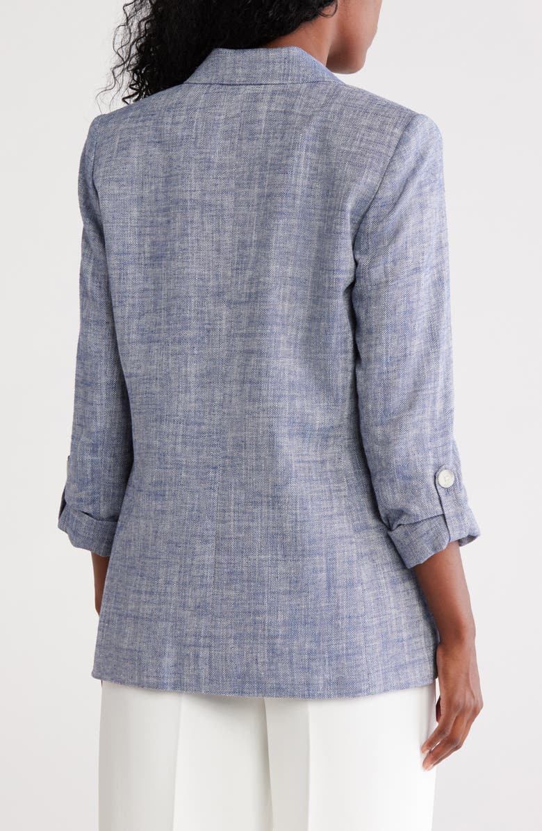 Peak Lapel Roll Sleeve Blazer