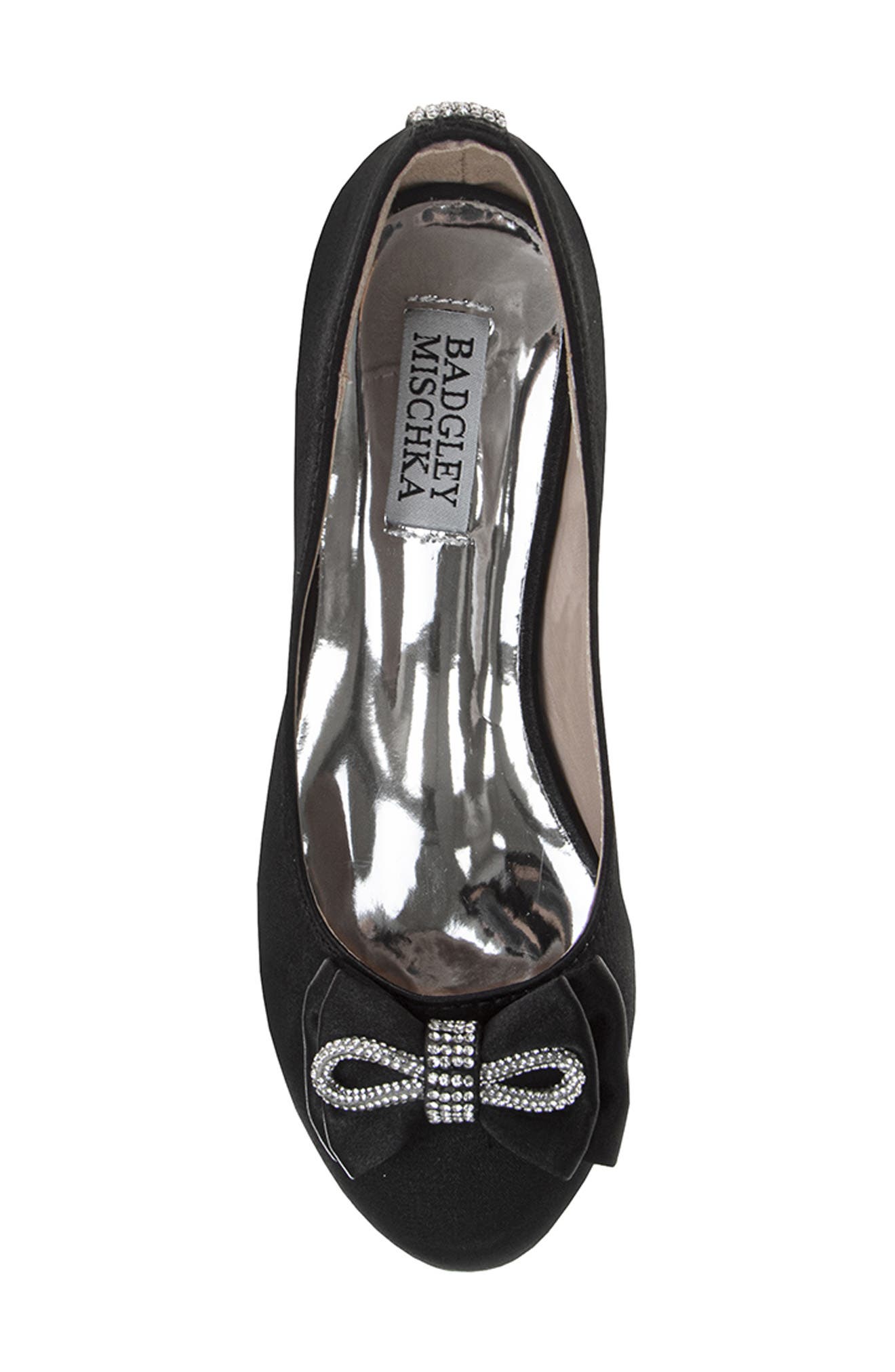 Badgley Mischka Collection Kids' Bow Pump, Alternate, color, Black Satin