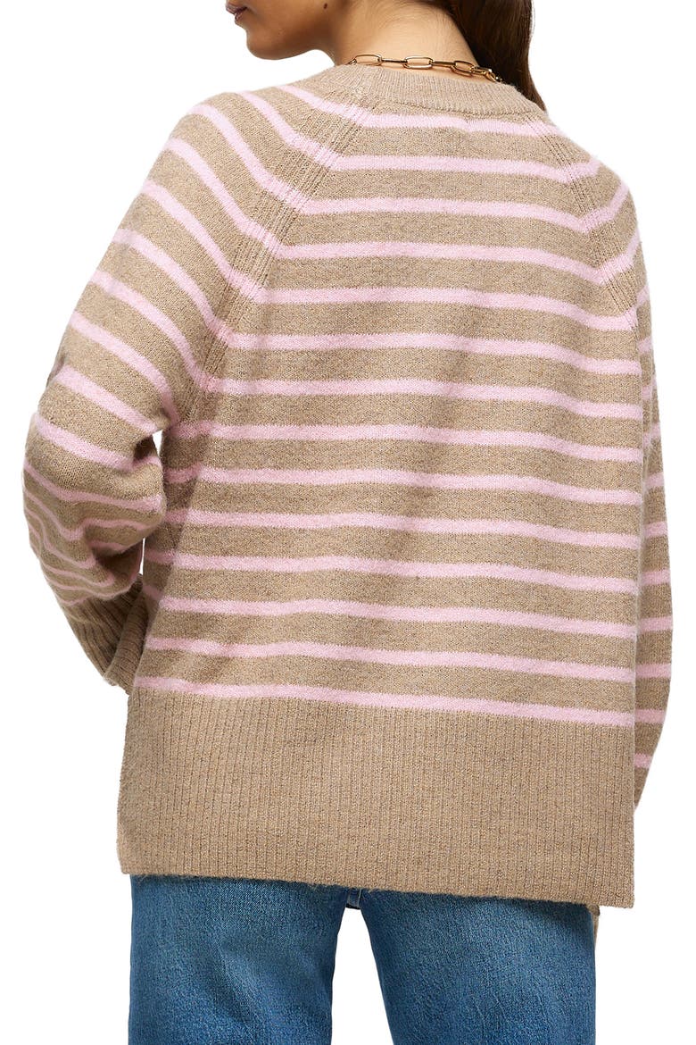 Oversize Stripe Sweater, Alternate, color, BEIGE