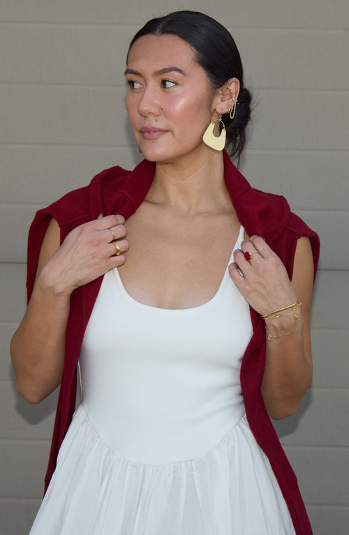 Nickel & Suede Soft Pearl Noras Earrings In Vintage Gold