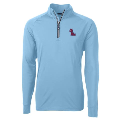 Men's Cutter & Buck Light Blue Ole Miss Rebels Adapt Eco Knit Quarter-Zip Pullover Jacket