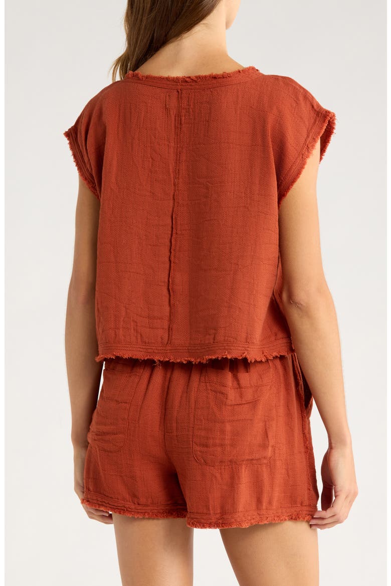 Bali Fray Edge Cotton Cover-Up Crop Top, Alternate, color, CLAY