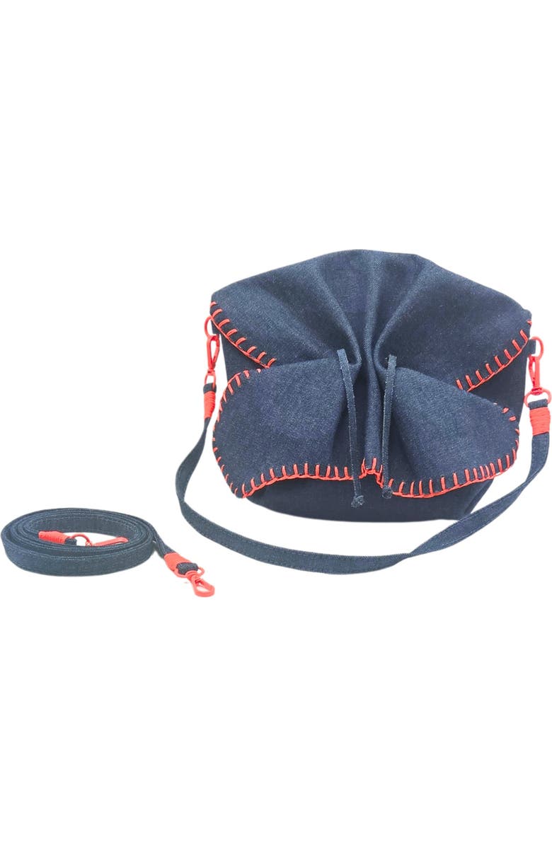 Carlos Falchi Medium Butterfly Suede Leather Bag, Main, color, Denim