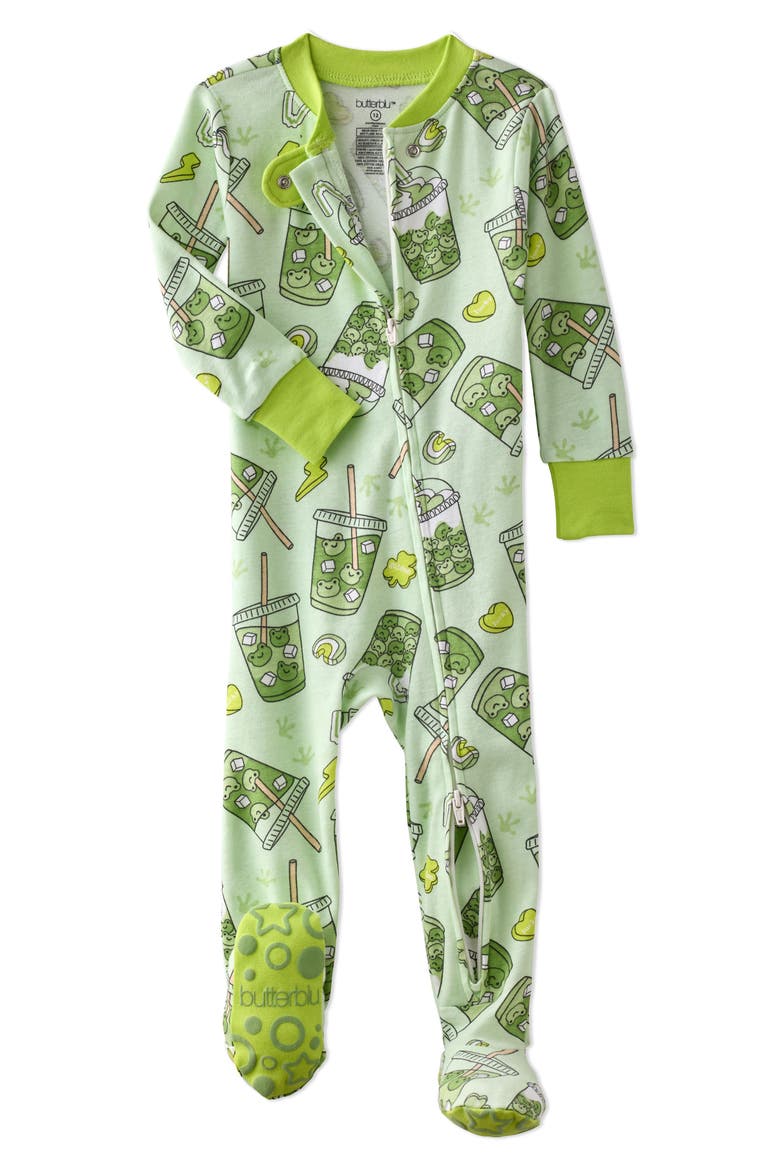 Cruz One-Piece Fitted Organic Cotton Footie Pajamas, Alternate, color, TOAD-ALLY LUCKY