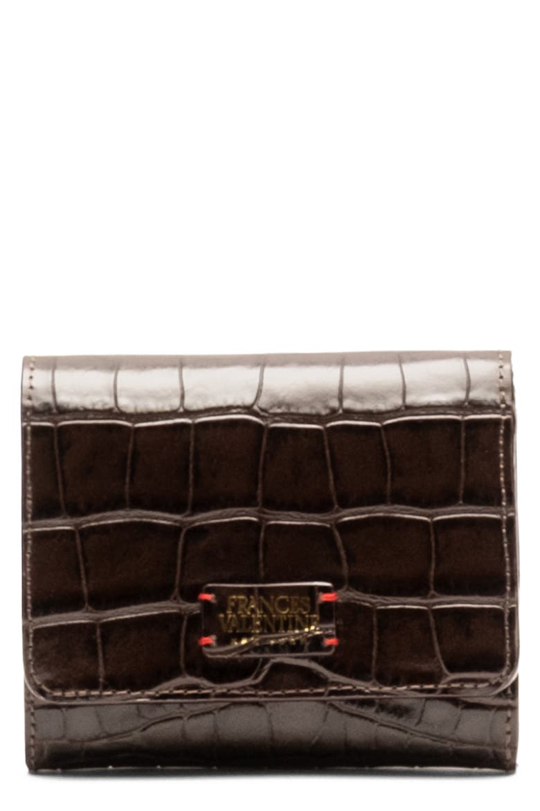Perfect Croc Embossed Leather Trifold Wallet, Main, color, BROWN