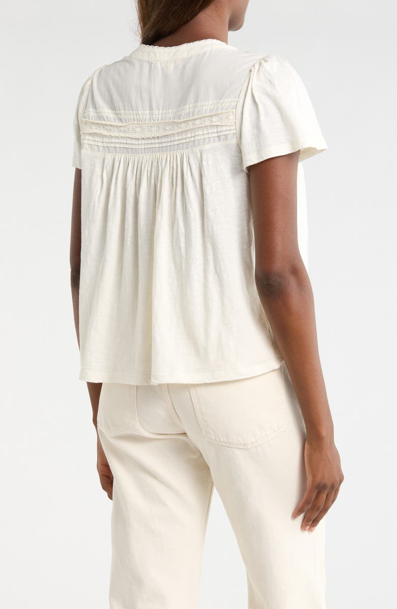 Lucky Brand Lace Pintuck Top, Alternate, color, Whisper White