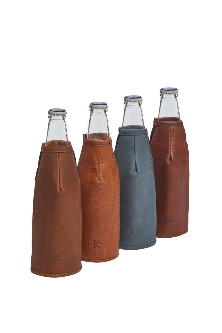 Dale Leather Beverage Coozie, Alternate, color, Chocolate