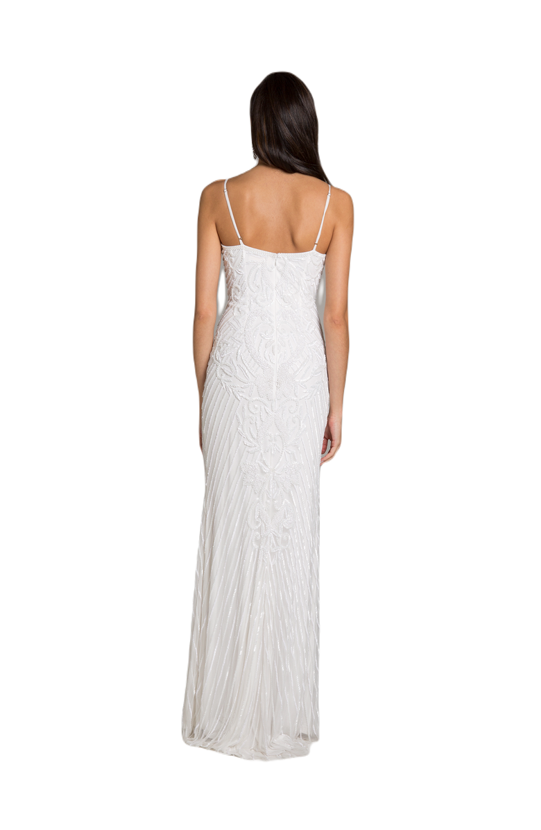 LARA New York Brooke Beaded Spaghetti Strap Sheath Gown, Alternate, color, 