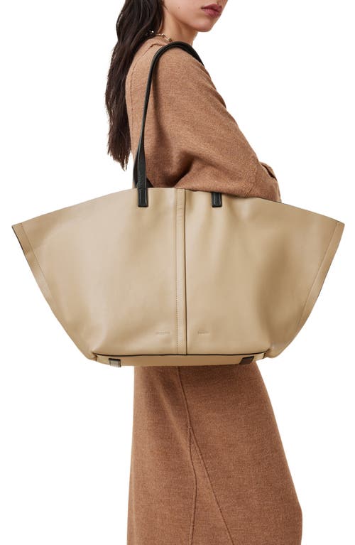 Shop Allsaints Phoenix Leather East/west Tote In Mink Brown