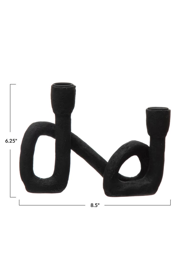 Decorative Resin Double Taper Candle Holder, Black, Alternate, color, Black