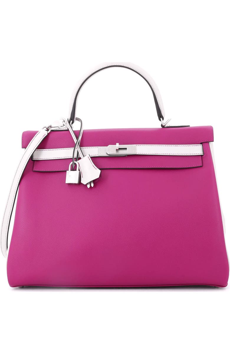 Pre-Owned Hermes Kelly Handbag Bicolor Evercolor with Brushed Palladium Hardware 35, Main, color,