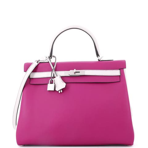 Kelly Handbag Bicolor Evercolor with Brushed Palladium Hardware 35