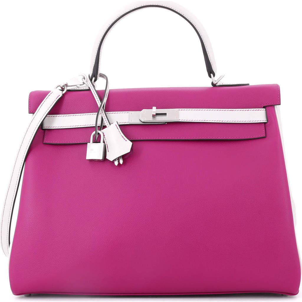 Pre-owned Hermes Hermes Kelly Handbag Bicolor Evercolor With Brushed Palladium Hardware 35