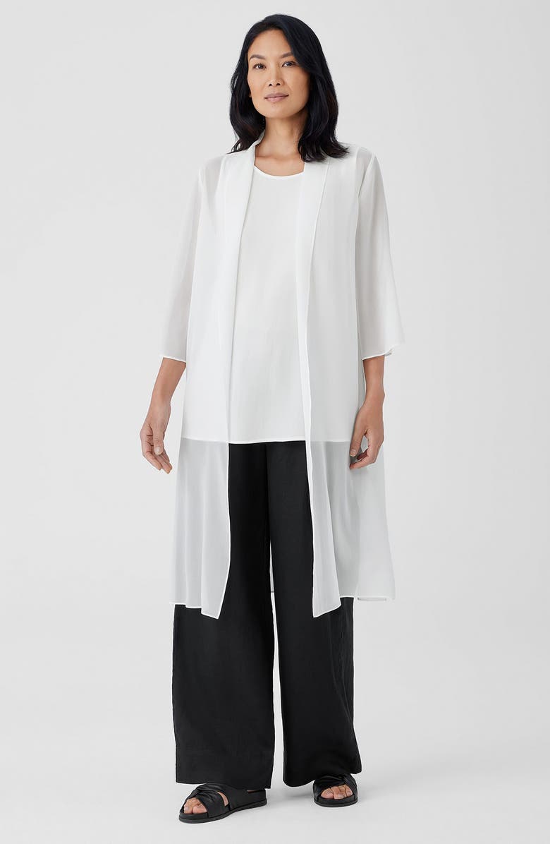 Eileen Fisher Open Front Silk Chiffon Jacket, Alternate, color, Ivory