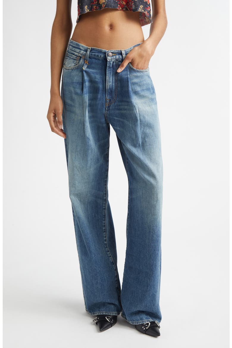 Damon Pleated Wide Leg Jeans, Main, color, KELLEN BLUE