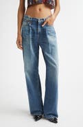 R13 Damon Pleated Wide Leg Jeans