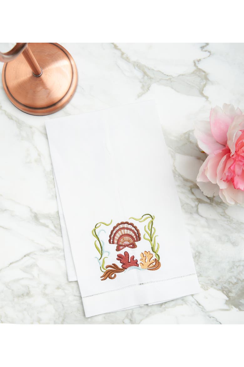Scallop Shell Woven Kitchen Towel, Alternate, color, brown